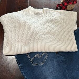 LOFT Modern Cable Crew Neck Sweater
